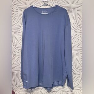 BYLT Mens XXL Performance Drop-Cut Long Sleeve Shirt Blue Premium Basics Stretch